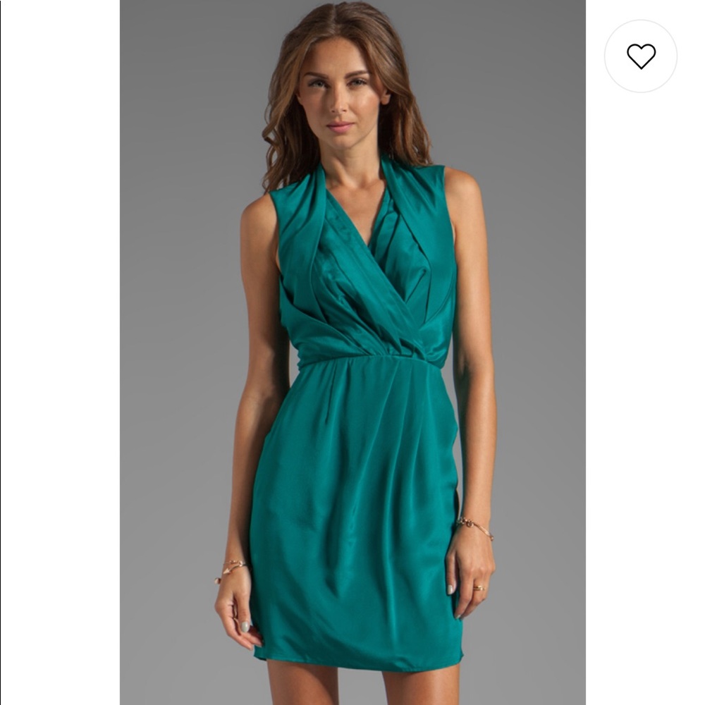 NWOT Greylin Pleated Silk Dress - Teal XS
